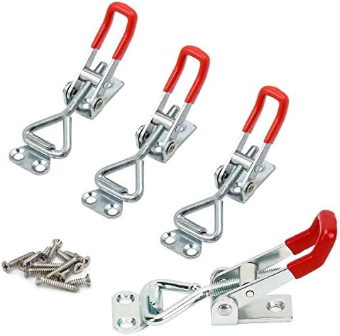 Adjustable Toggle Catch Latch Clamp, Toggle Catch Latches, 100KG/220lbs Holding Capacity Heavy Duty Toggle Latch Hasp Clamp for Door, Box Case Trunk, Smoker Lid - Includes Screws (4 Pieces)