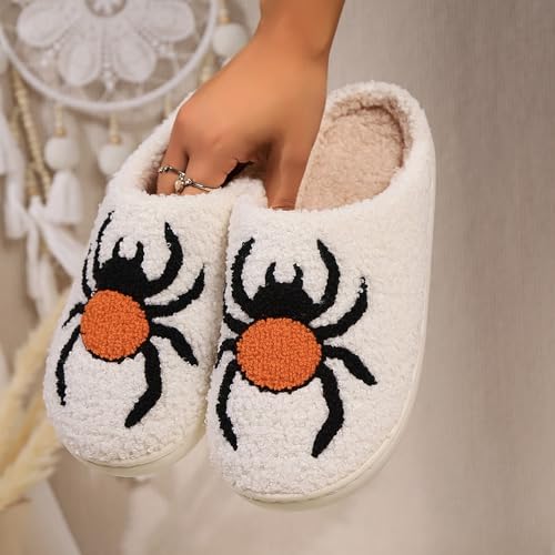 Image of Womens Mens House Slippers Retro Comfy Warm Plush Slip on Fluffy Memory Foam Home Sippers for Winter Indoor Outdoor