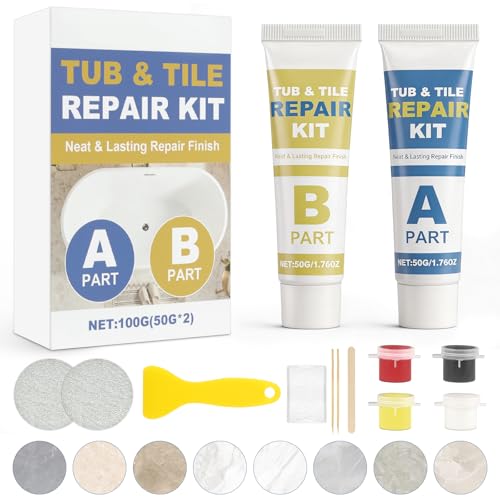 AOOWU Kit Reparación Mármol y Granito, Kit Reparación Baldosas para Reparacion Azulejos para Agujeros Abolladuras Grietas Astillas, Cerámica, Piedra y Otras Superficies Duras (Coincidencia de Color)