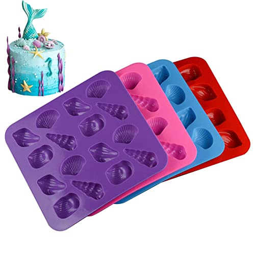 1 molde de silicona con forma de animales de océano en 3D, 16 moldes de silicona para fondant, para fondant, molde de silicona con forma de concha, para hornear, chocolate, mazapán, gelatina, dulces
