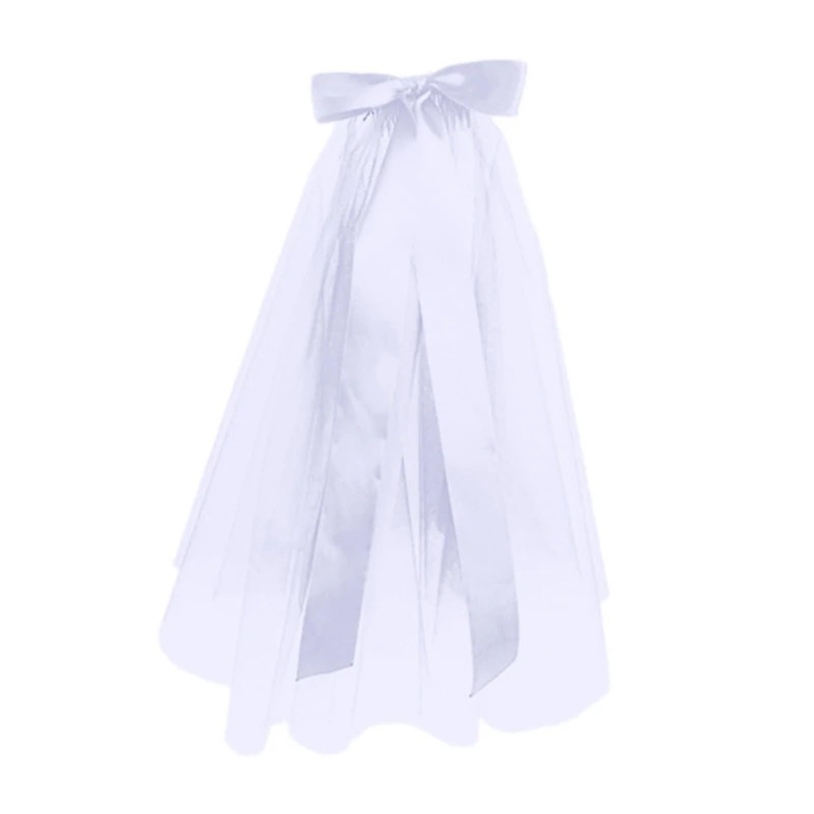 Velo da sposa corto bianco beige nero con bordo a nastro, elegante accessorio da sposa for donna, velo da sposa corto con fiocco decorativo ，Veli da sposa(Rice)