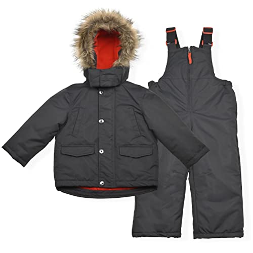 Image of Arctic Quest boys Bib Snow Pants and Ski Jacket Water-resistant Snowsuit for Kids Winter Hooded Jacket