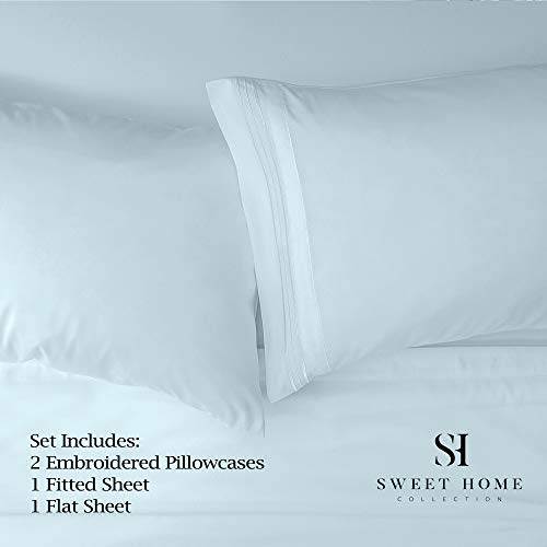 1500 Supreme Collection Queen Sheet Sets Light Blue- Luxury Hotel Bed Sheets And Pillowcase Set For Queen Mattress - Extra Soft, Elastic Corner Straps, Deep Pocket Sheets, Queen Light Blue #TOP1