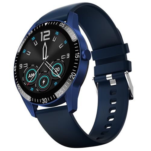 Fire-Boltt Talk Round Smart Watch 1.39″ TFT Display with Bluetooth Calling, Dual Button, Voice Assistance, SPO₂ & Heart Rate Monitor, 120+ Sports Modes, Smartwatch for Men & Women - Blue
