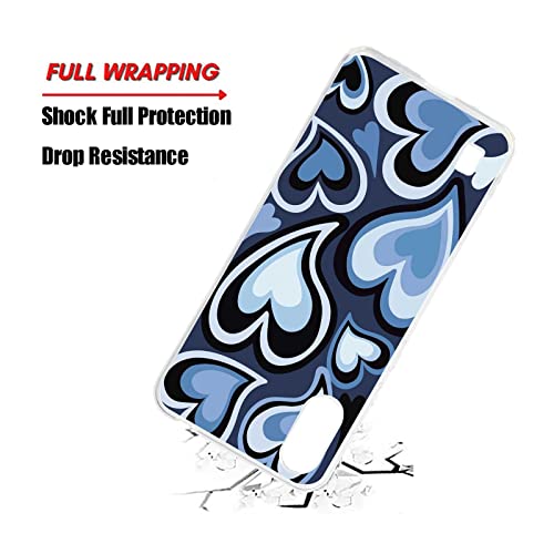 Designed For Zte Blade A5 2020/A51 Lite Heart Case, Blue Love Hearts Coffee Latte Swirls Valentines Graphic For Zte Case Women Girls, Soft Tpu Case For Zte #TOP2