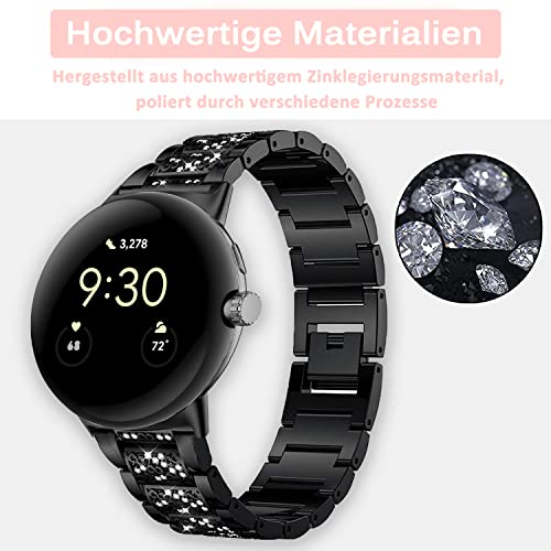 Miimall Bling Strap for Google Pixel Watch 4/3/2/1 41mm (NOT for 45mm) Stylish Crystal Diamonds Rhinestone Wristband for Pixel Watch 41mm - Image 3