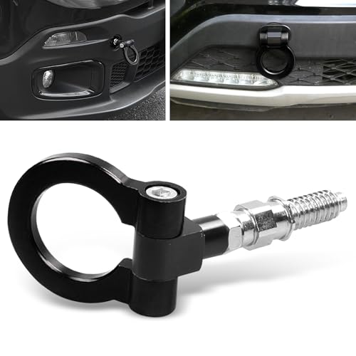 Prywog 1 PC Car Bumper Spiral Towing Hook, Modified Accessories Front Trailer Hook, Car Round Bumper Pull Ring, Universal for Most Cars (Black)