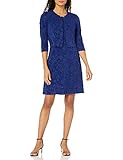 Alex Evenings Women's Short Glitter Knit Jacket Dress, Electric Blue, 8