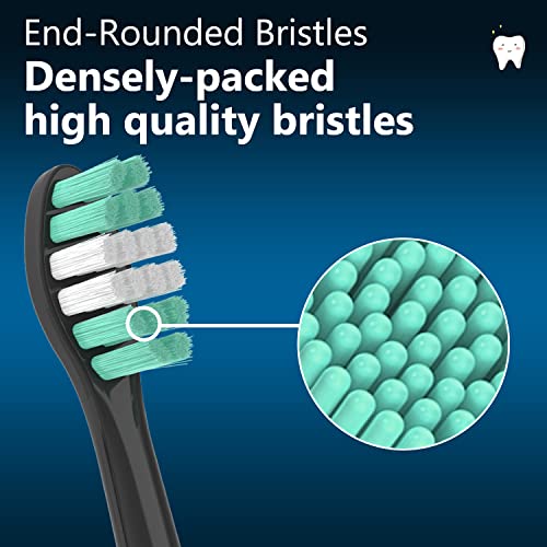 Toothbrush Heads Compatible With Aquasonic Black Series,[10Pcs Electric Brush Heads Refill+Free Universal Stand Holder]For Vibe Series/Black Series Pro/Duo Series Pro Soft Dupont Bristles,Black #TOP5