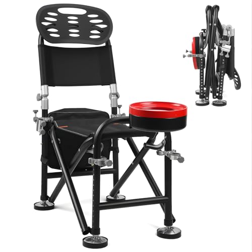 ehozirta Foldable Fishing Chair with 2 Rod Holders & Iron...