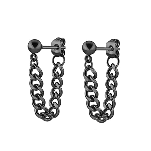 Boucles d'oreille titane pendantes homme femme couleur noir et argent