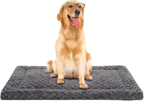 Exsnugy Washable Dog Bed Mat Large Size Fluffy Pet Crate Pad 42x2...