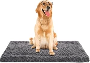 Exsnugy Waschbare Hundebettauflage, Ultraweich & Beidseitige Hundematte, Hautfreundliche Hundematratze für Kleine bis Große Hunde, XL 106x71 cm, Dunkelgrau