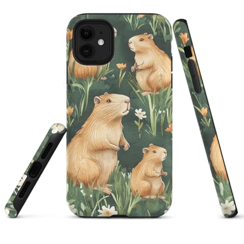 HYPESTYLE Capybaras Phone Case Compatible with iPhone 16 15 14 13 12 Compatible with Samsung Galaxy S25 S24 S23 S21 FE S22 Dual Layer Sturdy Shockproof Full Protection with Mag-Safe