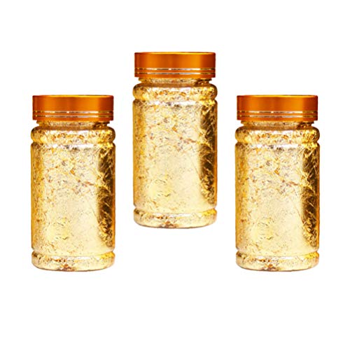 HEALLILY 3 Pcs Flocos de Folha de Ouro de Papel de Folha Metálica para Diy Artesanato Pintura Dourad