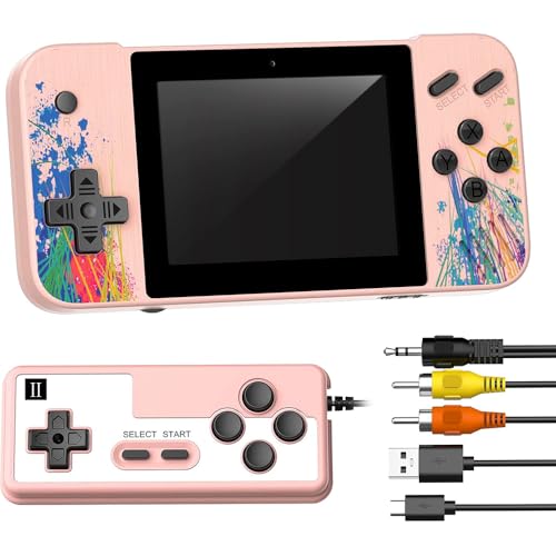 POFET Retro-Konsole, 3,5-Zoll-Horizontalbildschirm, Handheld-Spielkonsole mit zusätzlichem Griff, unterstützt 2 Spieler, unterstützt TV-Verbindung, integrierte 800+ Klassische Spiele