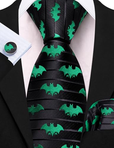 Image of Barry.Wang Fun Animal Ties for Men Designer Handkerchief Cufflink WOVEN Casual Necktie Set Festival