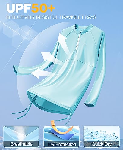 Image of Heathyoga Rash Guard for Women UPF 50+ UV Sun Protection Swim Shirt for Woman Long Sleeve Swimsuits Bathing Suit Tops
