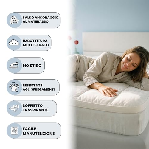 Surmatelas double 160 x 195 cm Morfeo matelassé avec soufflet