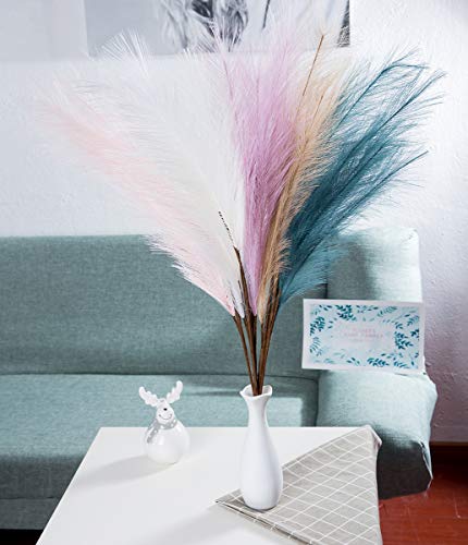 Uiizic Faux Pampas Grass 6 Pcs 35"/90Cm Dried Fluffy Artificial Flowers Ascendant Grass For Vase Fillers Wedding Party Bouquets Home Hotel Centerpieces Decor (Brown Original) #TOP5