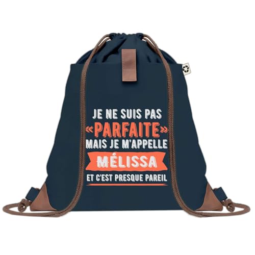 Sac à dos bleu Mélissa avec cordelettes en toile pour sport et gym