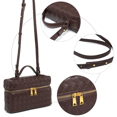 Rejolly Top-Handle Pouch Handbag for Women Woven Leather Vanity Case Designer Crossbody Bag Quiet Luxury Trendy Purse2