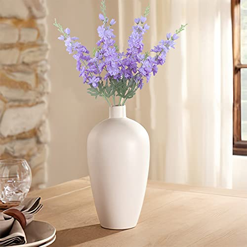 Ferial Purple Artificial Delphinium Flowers Silk Larkspur Flowers Faux Snapdragon Long Stem Fake Plant Spray Arrangement For Home Office Garden Wedding Table Vase Decor (Purple) #TOP3