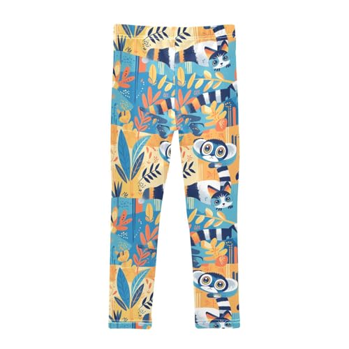 KLL Lemurs Madagascar on Blue Pattern Toddler Girl Active Leggings Soft Full Length Dance Pants Gym2