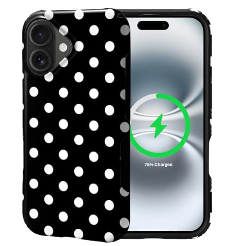 Coque Y2K pois noirs pour iPhone 16 Plus style tendance avec MagSafe