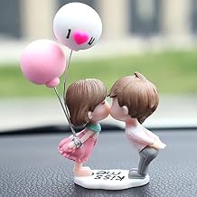 Cute Couple Doll Ornaments, Small Cartoon Car Dashboard Figure Decorations, Lovely Kiss Couples Figurines Balloon Ornaments Gifts for Wedding, Valentines Day, Birthday, Home Office Decor kiss