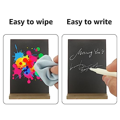 DAJAVE 10 Stück Schiefertafel zum Beschriften 15X22CM Kreidetafel Aufsteller A5 Tafel Aufsteller, Beschriften Doppelseitig Tischaufsteller Holz Ständer,Kleine Tafeln zum Beschriften für Preisschilder