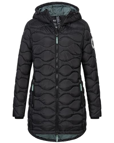 Sublevel Damen Winter Jacke Mantel Parka Steppjacke Steppmantel Wintermantel, Farbe:Schwarz, Größe:L 40