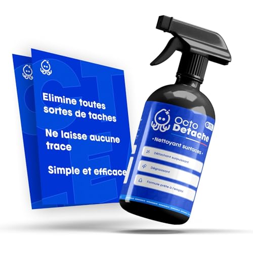 OctoDétache - Détachant Surpuissant & Dégraissant Prêt à l'Emploi : Idéal pour Tissus, Canapés, Sièges Auto & Chaussures (500ml)