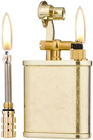 2 in 1 Lighetr Permanent Match Antique Style Lift Arm Kerosene Lighter with Permanent Match (Bronze)