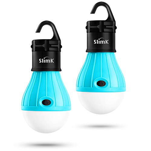 SlimK 2 Pack Portable LED Lantern Tent Light Bulb for Camping Hiking, Battery Powered Camping Equipment for Outdoor & Indoor (Turquoise+Turquoise)