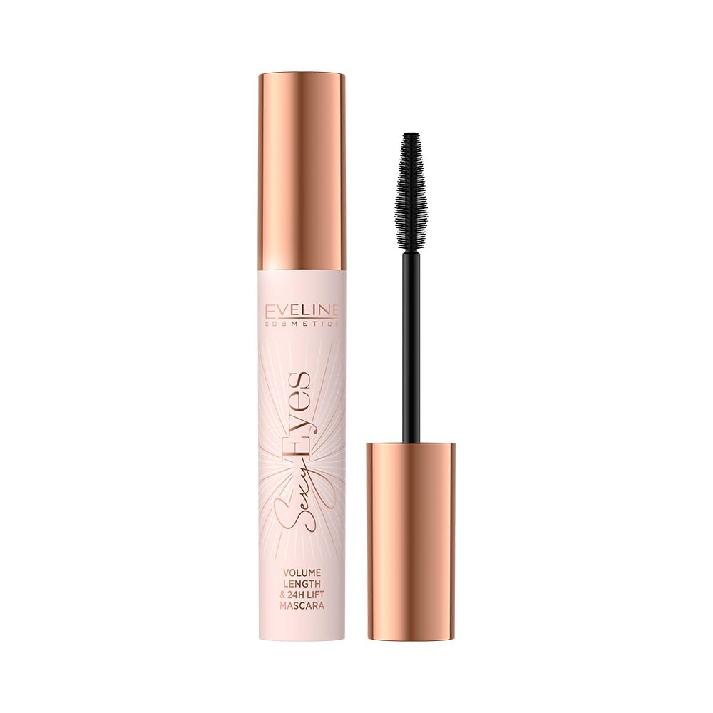 Eveline Cosmetics Sexy Eyes Mascara – Black, 7 ml | Volumizing, Lengthening, Smudge-Proof Formula for Bold, Defined Lashes