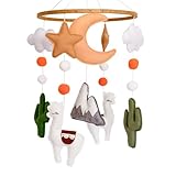 Llama Baby Crib Mobile, Neutral Nursery Decor, Desert Mobile for Crib, Nursery Mobile for Bassinet, Baby Shower Gifts Boys and Girls, Llama, Moon, Cactus