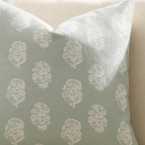 Meekio Set of 2 Pale Sage Patterned Pillow Covers 20x20, Farmhouse Block Print Decorative Throw Pillow Covers for Couch Sofa Bed, Linen Blend Cushion Covers Living Room Decor by Meekio - Used condition - Image 4