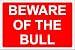 Produktbild Schild mit Aufschrift "Beware of the Bull Farm", 1,2 mm starrer Kunststoff, 300 mm x 200 mm