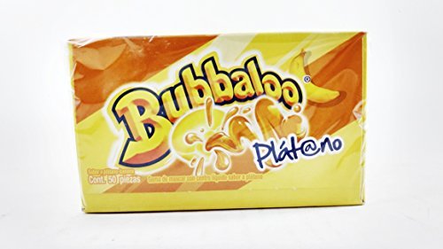 Bubbaloo Platano Banana Authentic Mexican Candy Gum 1 Pack of 50pcs with Free Chocolate Kinder Bar Included