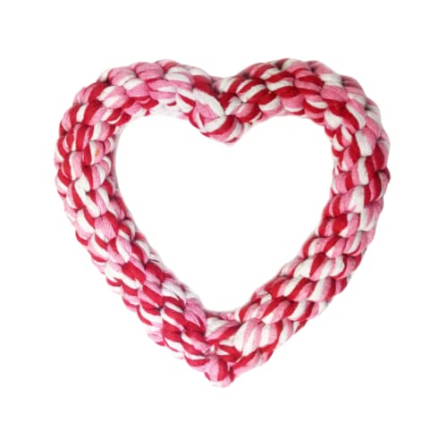 Midlee Valentine's Heart Rope Dog Toy (6' x 6')- Pink, Red, White Cotton Chew Gift