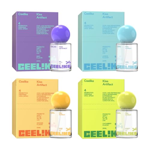 CEELIKE Oral Spray 4-Pack – Daily Mouth Freshener, 4 Refreshing Flavors, 20ml Portable Mini Spray Bottles for Long-Lasting Fresh Breath