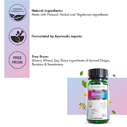 Avalife Bowel Clear Natural Laxative With Senna Extract (60 Capsules) - Herbal Laxative Supplement For Constipation, Indigestion, And Gas Relief | Gluten Free, Vegan, Non-Gmo #TOP5