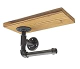 Y-Nut Industrial Vintage Toilet Paper Holder with Platform Rack Board, Steampunk Toilet Paper Dispenser TPD-005