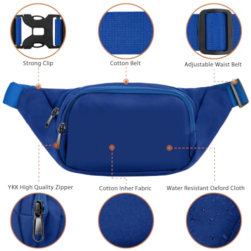 Image of Large Fanny Pack for Women Men - Syican Waist bag with 3-Zipper Pockets Sky blue+Extended Belt