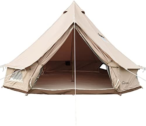 DANCHEL OUTDOOR B5 ProII Canvas Tent with Sealed Stove Jack for 4 Season Camping, Heavy-Duty 4M/13ft Bell Tents Yurts for 4 Person Family Glamping