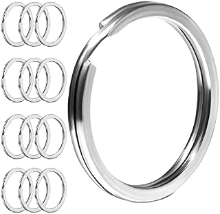 AIOUNIYA 20pcs 304 Stainless Steel Keyrings, 25mm Keyring, Flat Keyrings for All Kinds of Keys, DIY, Crafts (Stainless Steel Primary Color)