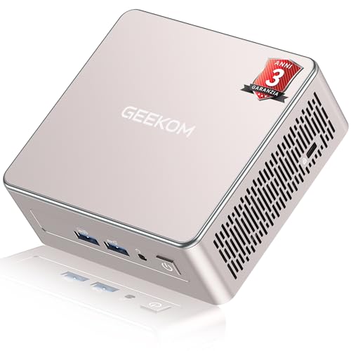 Compatto e Silenzioso – Si adatta perfettamente a qualsiasi spazio - Con le ridotte dimensioni di 117 x 112 x 49 mm, il mini PC GEEKOM A5 trova posto in qualsiasi ambiente, dall’ufficio al salotto di casa. Grazie al sistema di raffreddamento efficiente, rimane sorprendentemente silenzioso anche sotto carico elevato. Il design minimalista si integra alla perfezione in ambienti moderni.
