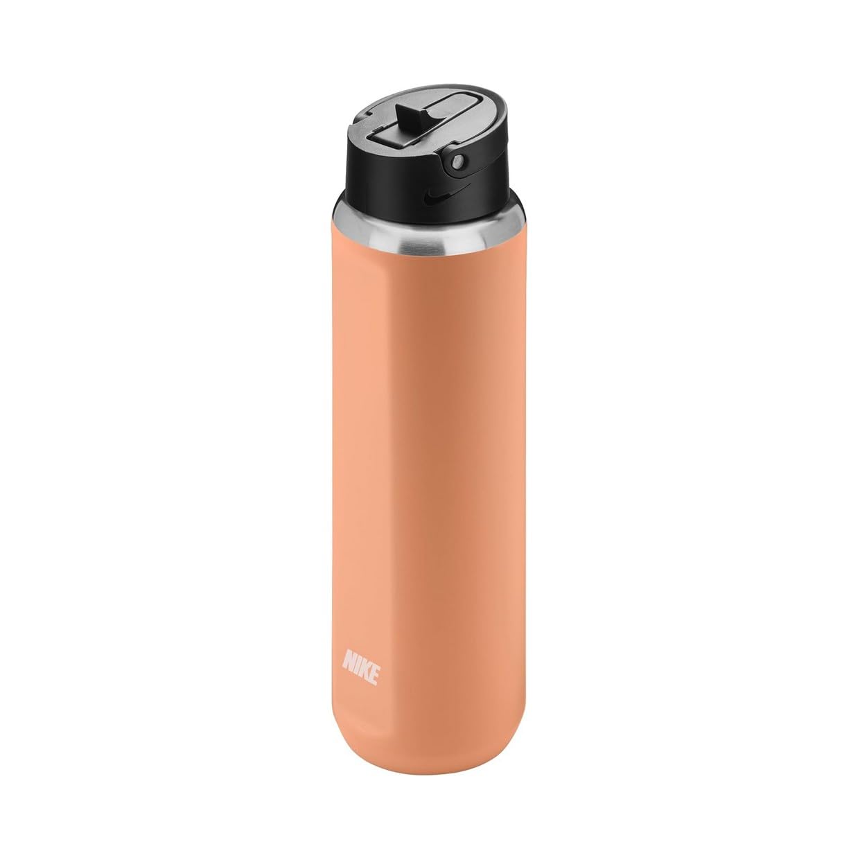 NIKE Recharge Edelstahl Trinkflasche 710 ml orange schwarz mit Strohhalm, isolierte Sportflasche BPA frei, auslaufsicher, Fitness Wasserflasche mit Trageschlaufe, robust und langlebig