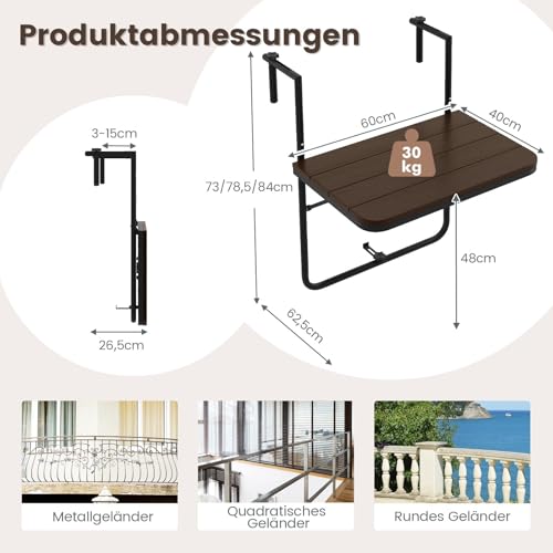 Table de balcon à suspendre pliable pour optimiser les espaces restreints - 4
